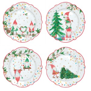 Set van 4 dessertborden, 20 cm, porselein, "READY FOR CHRISTMAS"