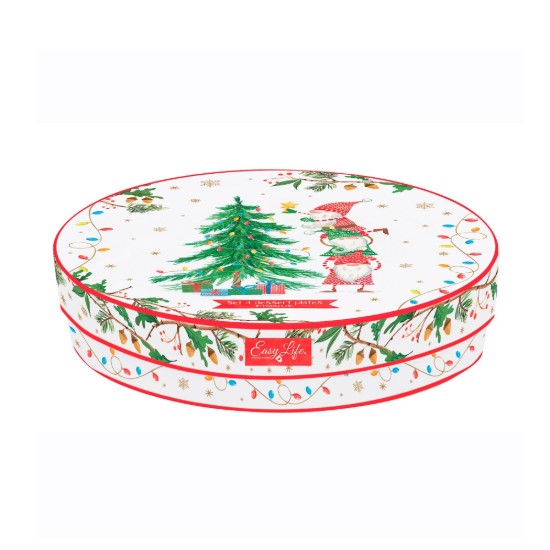 Set van 4 dessertborden, 20 cm, porselein, "READY FOR CHRISTMAS"