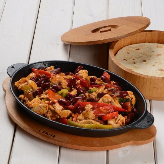Oval cast iron tray for Fajita, LAVA