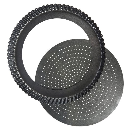 Perforated tart tray, steel, 30 cm - Kitchen Craft