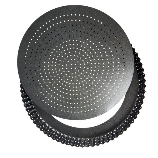 Perforated tart tray, steel, 30 cm - Kitchen Craft