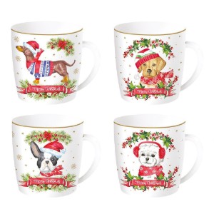 Tazza in porcellana, 350 ml, "Christmas Dogs" - Easy Life brand