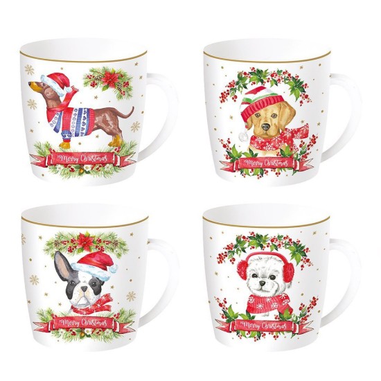 Κούπα πορσελάνης, 350 ml, "Christmas Dogs" - μάρκα Easy Life