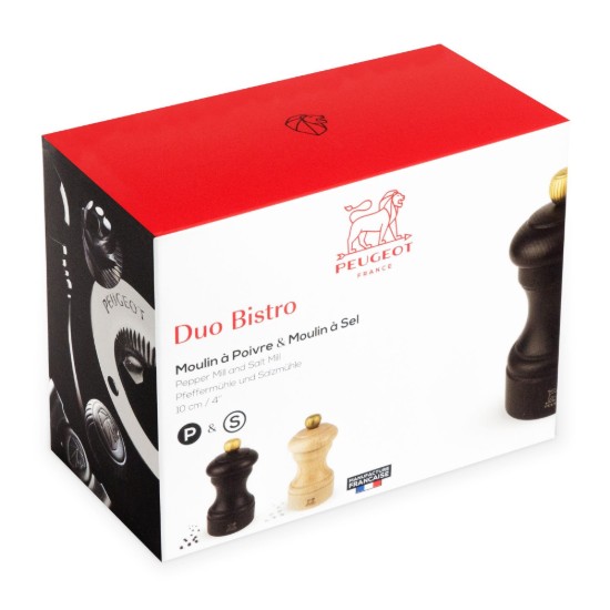 Set van 2 peper- en zoutmolens, "Bistro", 10 cm, "Natuurlijk en Chocolade" - Peugeot