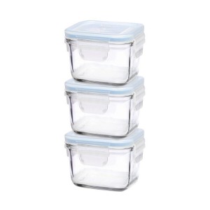 Set of 3 food storage containers, made from glass - Glasslock