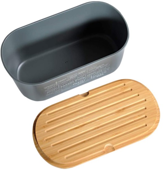Brooddoos met snijplank, 18 x 34 cm, melamine, grijs - Kesper