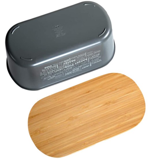 Brooddoos met snijplank, 18 x 34 cm, melamine, grijs - Kesper