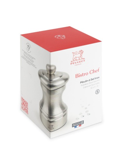 Moedor de sal, 10 cm, "Bistro Chef", Stainless Steel - Peugeot
