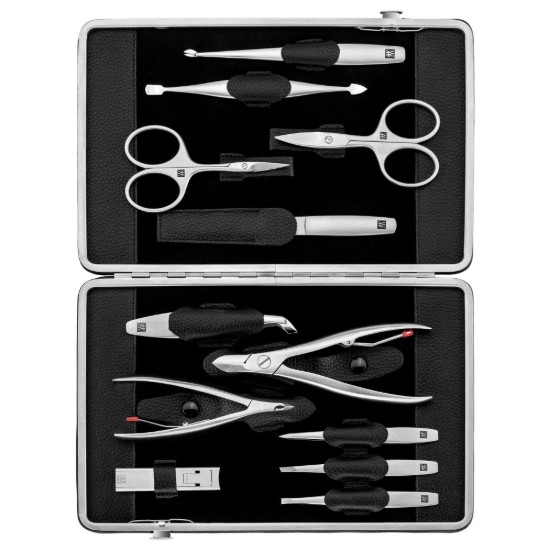 Set da 12 pezzi, acciaio inossidabile, supporto in pelle, nero - Zwilling TWINOX