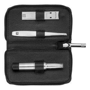 3-delige verzorgingsset, leren portemonnee, zwart - Zwilling TWINOX