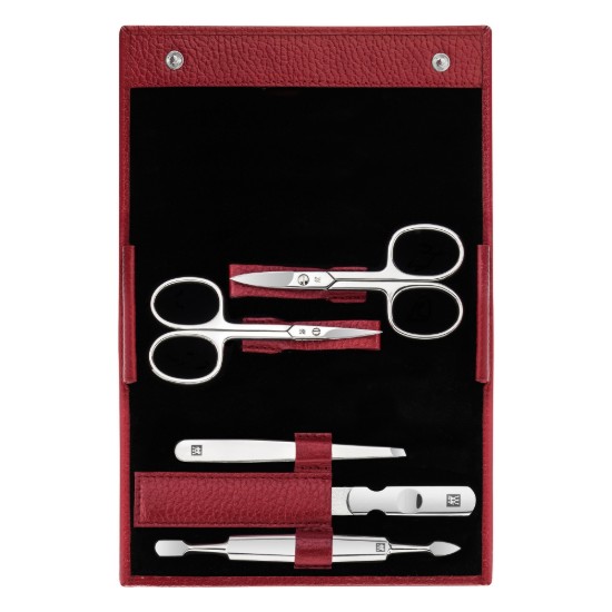 5-piece manicure set, leather case, red,  Classic Inox - Zwilling