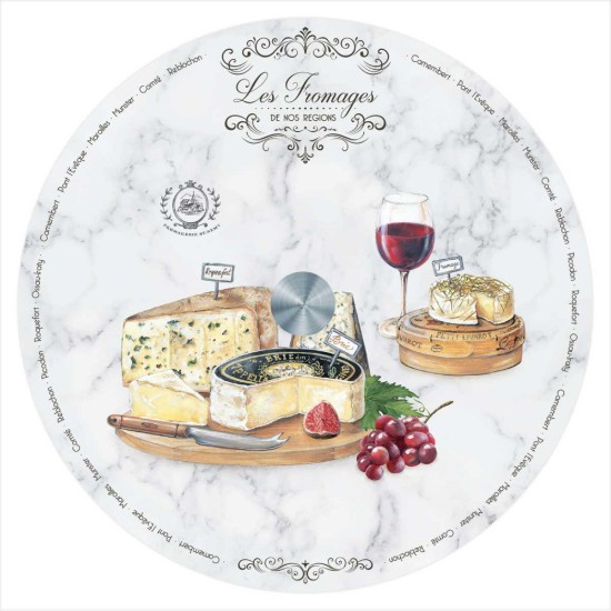 Plato giratorio "Les Fromages" de vidrio, 32 cm - Easy Life