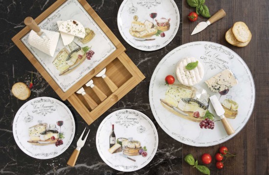 Servizio formaggio 6 pezzi "Les Fromages" 25,5 x 25,5 cm - Easy Life