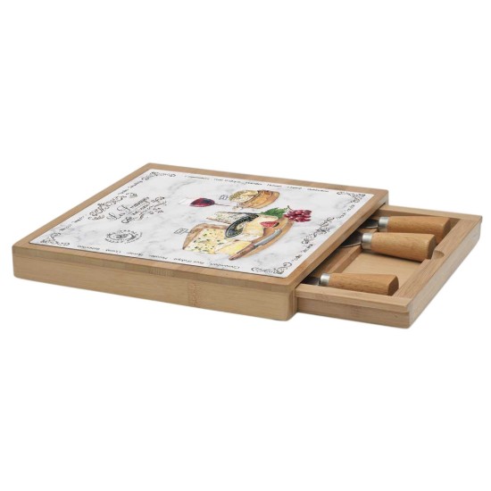 Servizio formaggio 6 pezzi "Les Fromages" 25,5 x 25,5 cm - Easy Life