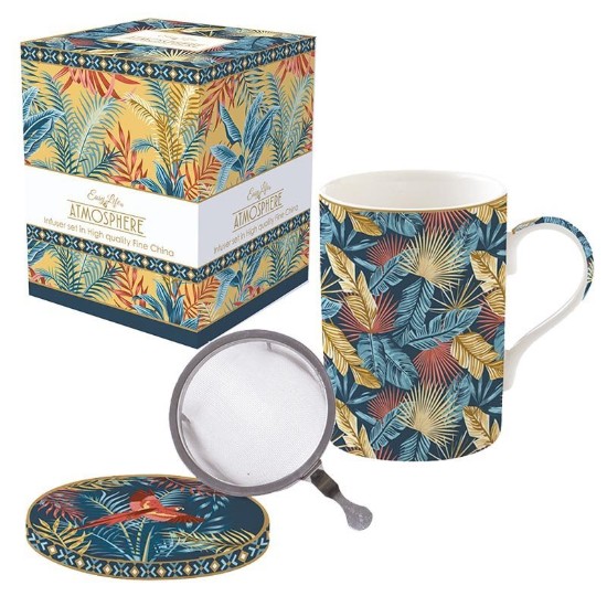 350 ml cup with lid and infuser, "Atmosphere Equatorial" range, porcelain - Easy Life