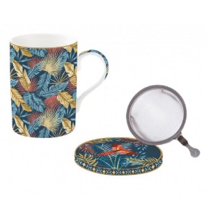 350 ml cup with lid and infuser, "Atmosphere Equatorial" range, porcelain - Easy Life