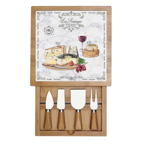 Servizio formaggio 6 pezzi "Les Fromages" 25,5 x 25,5 cm - Easy Life