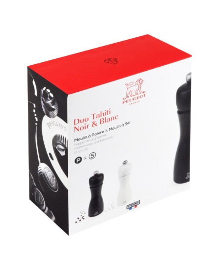 Set di 2 macina sale e pepe, "Tahiti", 15 cm, 'Black&White' - Peugeot