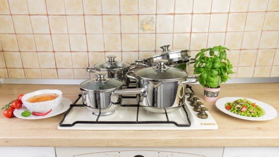 Set pentole in acciaio inox, 8 pezzi - Zokura