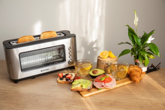 2-slot toaster, with glass window, 1200 W - Zokura