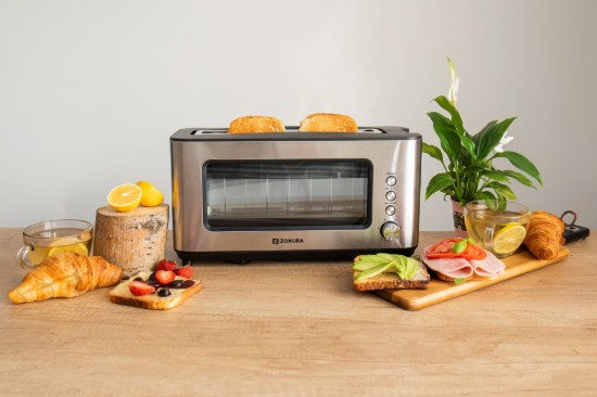 2-slot toaster, with glass window, 1200 W - Zokura