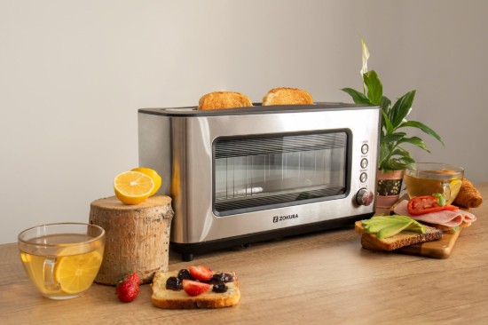 2-slot toaster, with glass window, 1200 W - Zokura