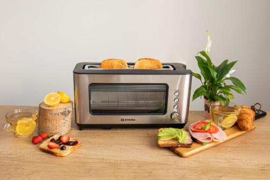 2-slot toaster, with glass window, 1200 W - Zokura
