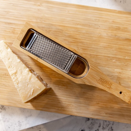 Cheese grater, stainless steel, with bamboo support - Kitchen Craft