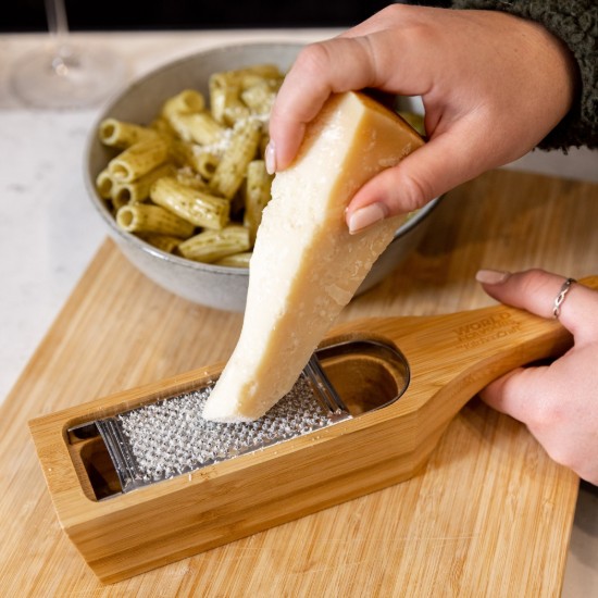 Cheese grater, stainless steel, with bamboo support - Kitchen Craft