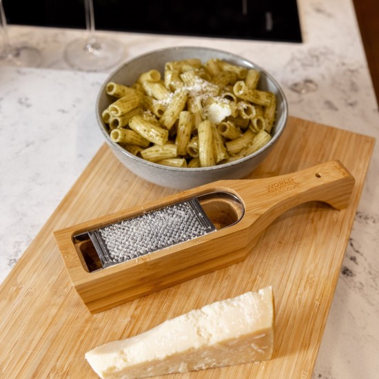 Cheese grater, stainless steel, with bamboo support - Kitchen Craft