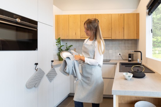 Grembiule da cucina, cotone, 74 x 85 cm, "Myrna", grigio - Tiseco