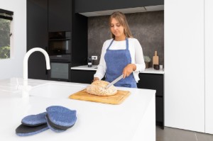 Keukenschort, 70 x 85 cm, "Stella", donkerblauw - Tiseco