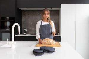 Set van 2 ovenwanten, 14 x 18 cm, "Stella", Zwart - Tiseco