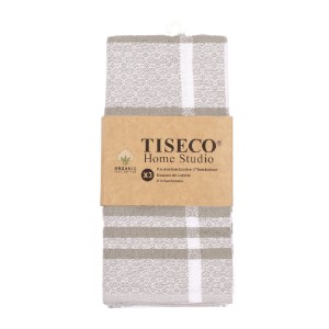 Set di 3 strofinacci da cucina, cotone biologico, 50x70 cm, Beige - Tiseco