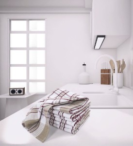 Set 4 strofinacci da cucina, cotone, 50x70 cm, "Honey Waffle", Rosso - Tiseco