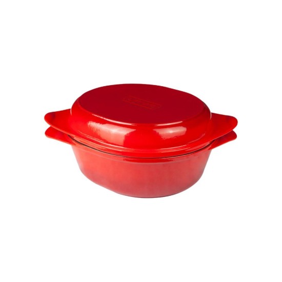 Broodbak met deksel, gietijzer, 27 × 24 cm, Rood - LAVA