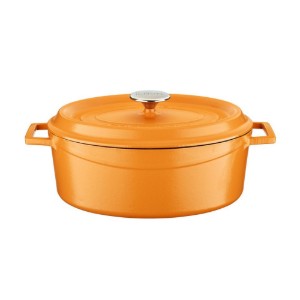 Ovale steelpan, gietijzer, 29 cm, "Spring" range, oranje kleur - LAVA brand