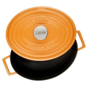 Ovale steelpan, gietijzer, 29 cm, "Spring" range, oranje kleur - LAVA brand