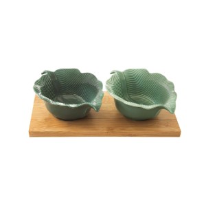 2-delige set voor het serveren van hapjes, met bamboe houder, 25x12 cm - merk Easy Life