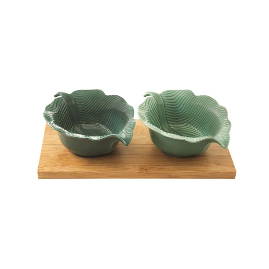 Set servire aperitive, 2 piese, cu suport bambus, 25x12 cm - Easy Life