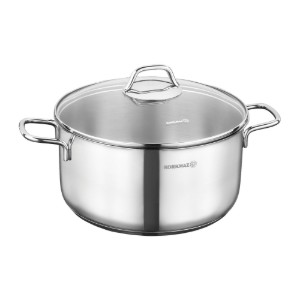 Pentola in acciaio inox, con coperchio, 26 cm / 6,8 l, "PERLA" - Korkmaz
