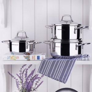 Pentola in acciaio inox, con coperchio, 28 cm / 8,5 l, "Perla" - Korkmaz