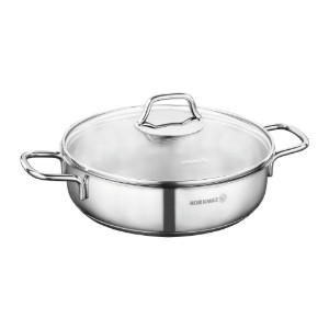 Padella, acciaio inossidabile, con coperchio, 26 cm / 3,6 l, "Perla" - Korkmaz
