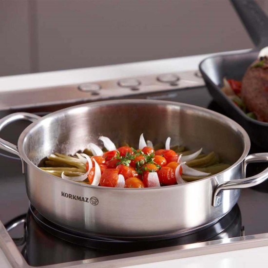 Sauteuse, inox, avec couvercle, 26cm / 3.6L, "Perla" - Korkmaz