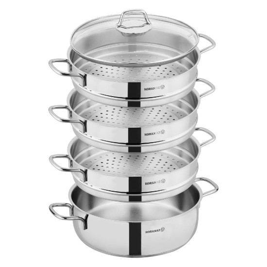 Steamer pannenset, roestvrij staal, 5 stuks, "PERLA" - Korkmaz