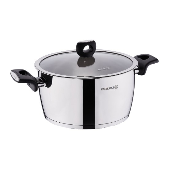 RVS steelpan, met deksel, 24 cm / 5,5L, "Nora" - Korkmaz