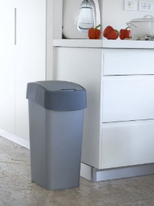 Pattumiera, plastica, 25L, "Flip", Grigio - Curver