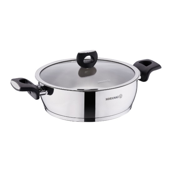Sautepan, RVS, met deksel, 24cm / 3.4L, "Nora" - Korkmaz