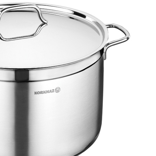 Pentola in acciaio inox, con coperchio, 28 cm / 8,5 l, "Alfa" - Korkmaz