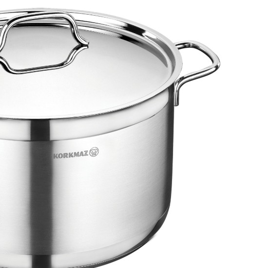 Pentola in acciaio inox, con coperchio, 24 cm / 5,5 l, "Alfa" - Korkmaz